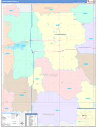 Cerro Gordo County, IA Wall Map Color Cast Style 2024